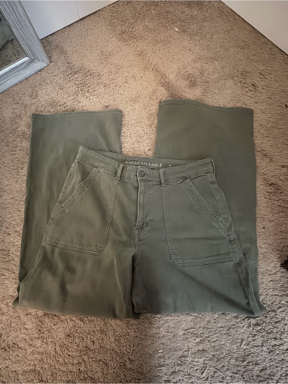 Green American Eagle Wide Leg Pants